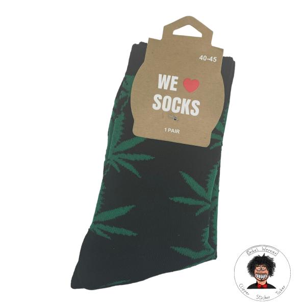 Grüne Hanfblätter Socken Schwarz 40-45